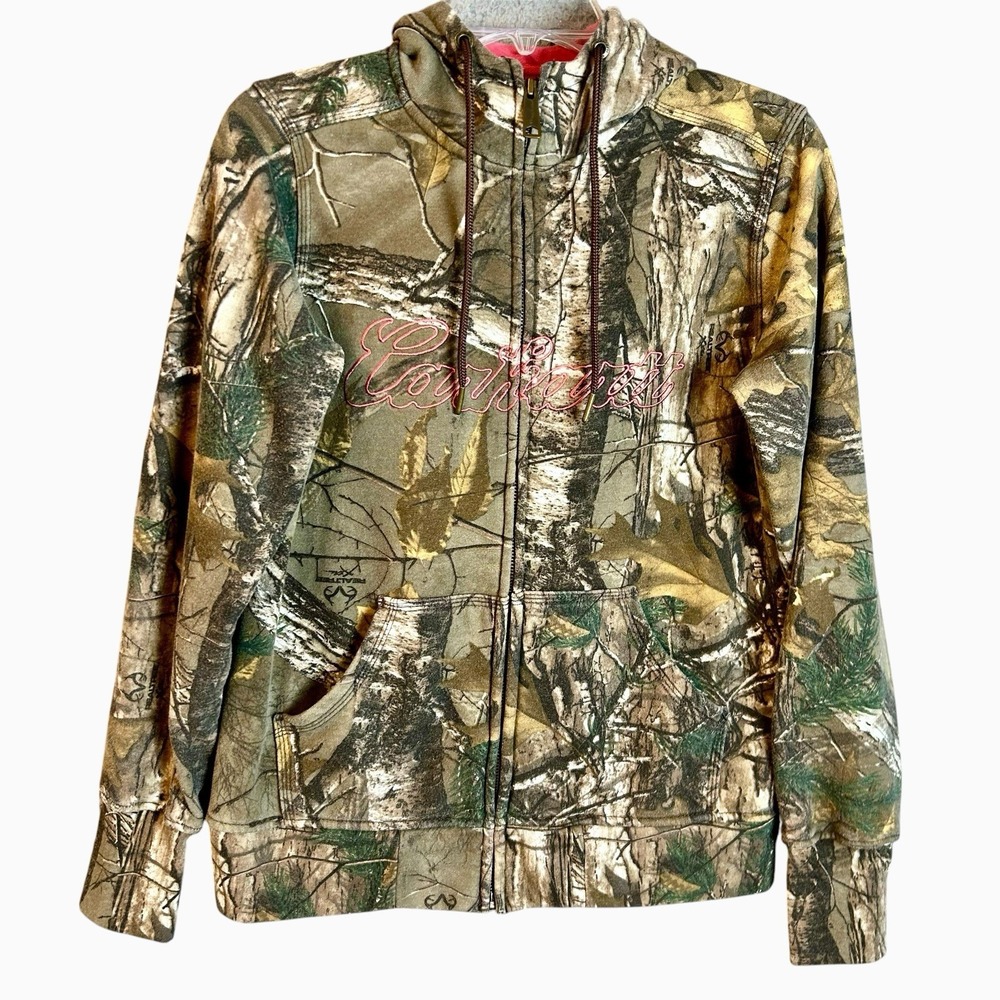 Carhartt Jacket Hoodie Women Small 4/6 Realtree Pink Camo Fleece Full Zip